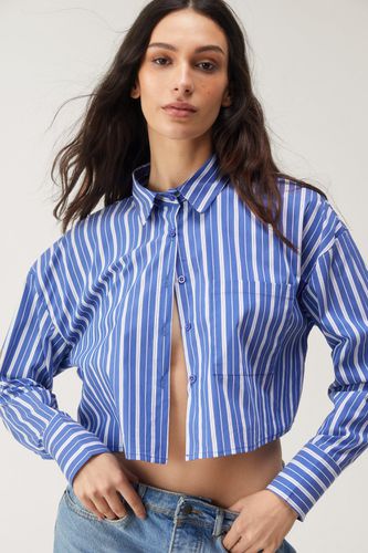 Stripe Cropped Shirt - Bleu - 36 - Nasty Gal - Modalova