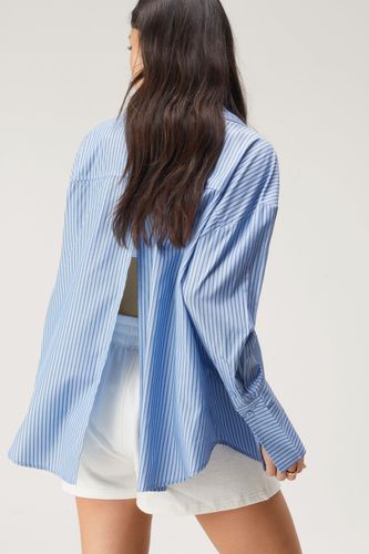 Chemise Oversize Fendue - Bleu - 34 - Nasty Gal - Modalova