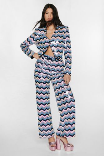 Wave Sequin Wide Leg Trousers - 32 - Nasty Gal - Modalova