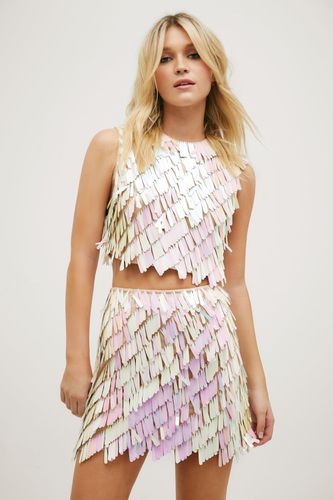 Iridescent Tile Sequin Crop Top - 36 - Nasty Gal - Modalova