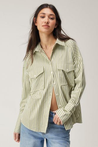 Chemise Oversize Fendue À Rayures - 32 - Nasty Gal - Modalova