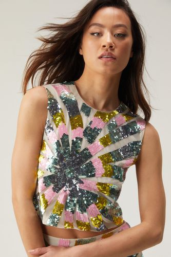 Tie Dye Palm Sequin Top - 32 - Nasty Gal - Modalova