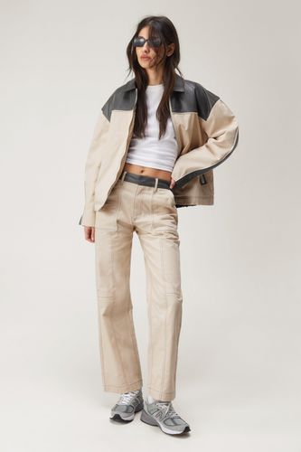 Pantalon Droit En Twill Et Simili - 34 - Nasty Gal - Modalova