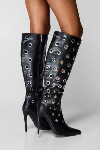 Faux Leather Eyelet Knee High Boots - - 37 - Nasty Gal - Modalova