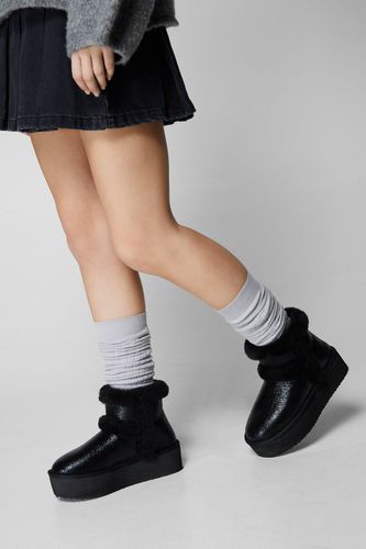 Bottes Confort Métallisées À Plateforme Et Fausse Fourrure - 37 - Nasty Gal - Modalova