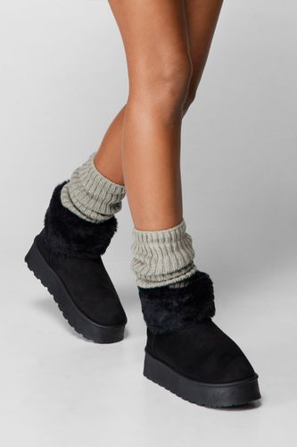 Faux Fur Platform Mini Ankle Boots - 41 - Nasty Gal - Modalova