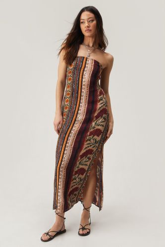 Floral Stripe Tie Back Bandeau Maxi Dress - 40 - Nasty Gal - Modalova