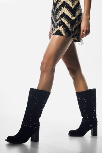 Faux Suede Slouchy Studded Harness Boot - - 36 - Nasty Gal - Modalova