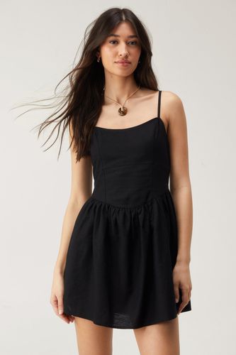 Linen Mix Corset Mini Skater Dress - 34 - Nasty Gal - Modalova