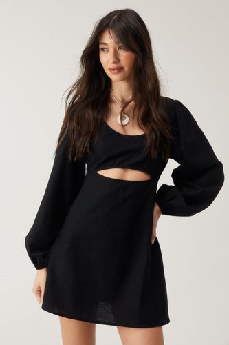 Linen Mix Cut Out Mini Dress - 32 - Nasty Gal - Modalova