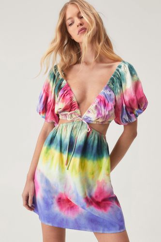 Tie Dye Linen Mix Cut Out Skater Dress - - 32 - Nasty Gal - Modalova