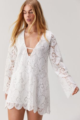 Lace Tunic Long Sleeve Mini Dress - - 32 - Nasty Gal - Modalova