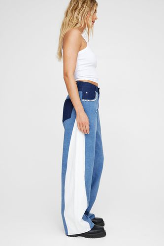 Diamante Trim Wide Leg Denim Jeans - 34 - Nasty Gal - Modalova