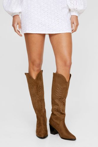 Faux Suede Knee High Western Boot - - 37 - Nasty Gal - Modalova