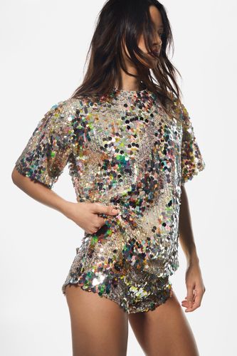Sequin High Waisted Booty Shorts - 44 - Nasty Gal - Modalova
