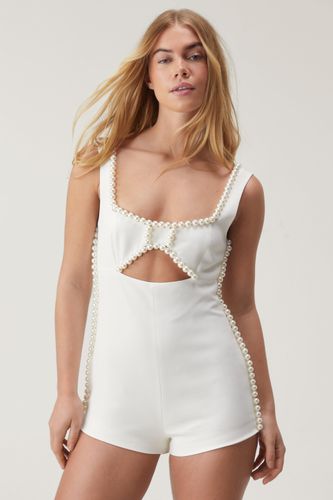 Premium Pearl Detail Playsuit - 32 - Nasty Gal - Modalova