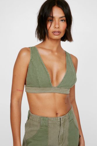 Twill Colourblock V Neck Bralet - 32 - Nasty Gal - Modalova