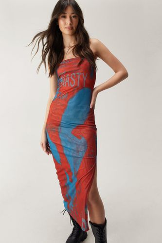 Mesh Bandeau Print Midi Dress - L - Nasty Gal - Modalova