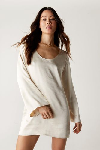 Textured Scoop Neck Long Sleeve Mini Dress - 32 - Nasty Gal - Modalova