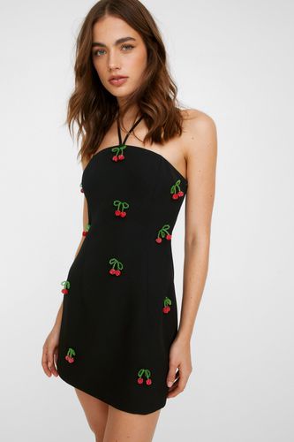 Premium Twill Embellished Cherry Mini Dress - 36 - Nasty Gal - Modalova