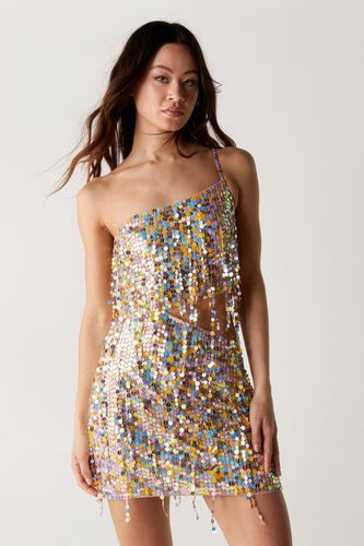 Sequin Coloured Fringe Cut Out Side Mini Dress - 34 - Nasty Gal - Modalova