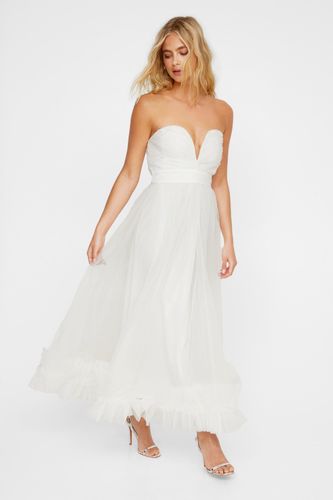 Tulle Bandeau Frill Hem Midi Dress - 38 - Nasty Gal - Modalova