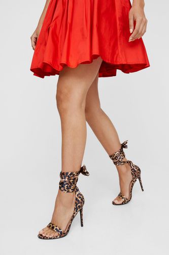 Satin Leopard Print Strappy Heels - 39 - Nasty Gal - Modalova