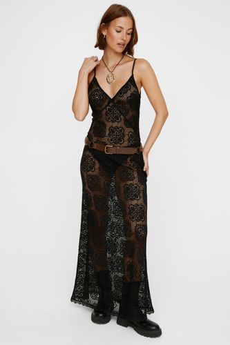 Lace Strappy Maxi Slip Dress - 32 - Nasty Gal - Modalova