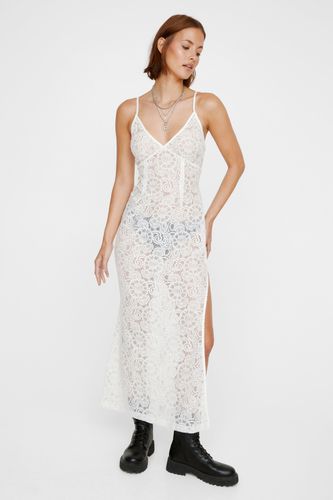 Lace Strappy Low Back Maxi Slip Dress - 44 - Nasty Gal - Modalova