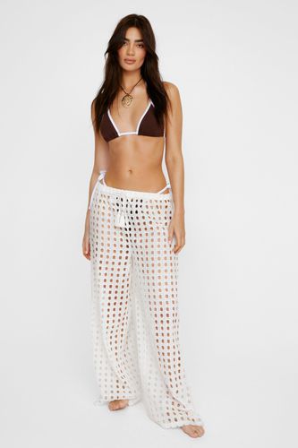 Eyelet Wide Leg Tassel Tie Beach Trousers - S - Nasty Gal - Modalova