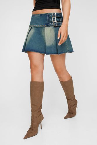 Faux Suede Rouch Pointed Toe Knee High Boots - 36 - Nasty Gal - Modalova