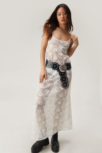 Lace Maxi Cami Dress - Blanc - L - Nasty Gal - Modalova