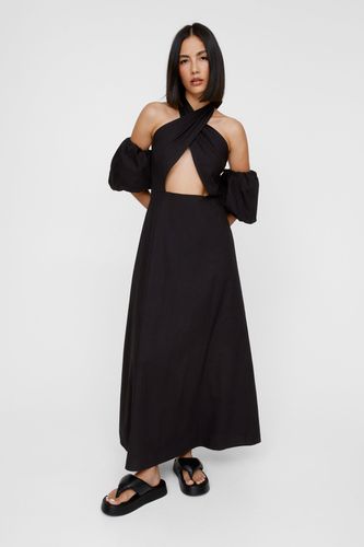 Halter Cut Out Puff Sleeve Maxi Dress - 34 - Nasty Gal - Modalova