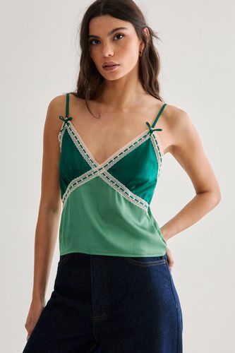 Ribbon Trim Satin Cami Top - 36 - Nasty Gal - Modalova