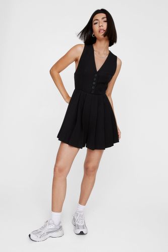 Tailored Pleated Hem Playsuit - 42 - Nasty Gal - Modalova