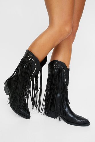 Faux Leather Tassel Studded Western Boots - 38 - Nasty Gal - Modalova