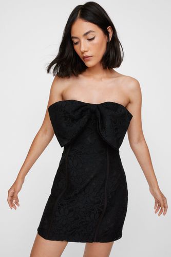 Lace Bow Bandeau Dress - Noir - 32 - Nasty Gal - Modalova