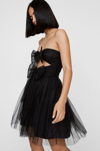 Tulle Bandeau Double Bow Cut Out Skater Mini Dress - 38 - Nasty Gal - Modalova