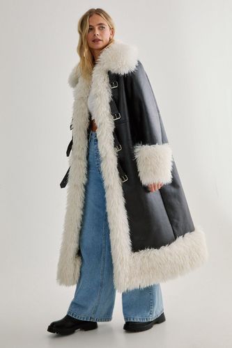 Plush Collar Bonded Maxi Aviator - 34 - Nasty Gal - Modalova