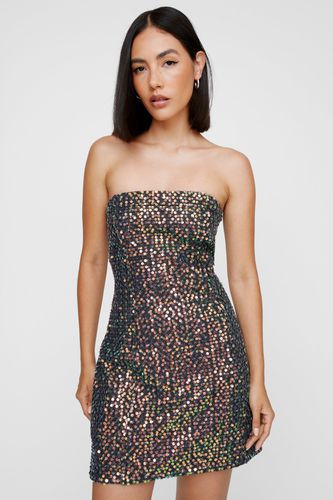 Sequin Denim Bandeau Mini Dress - 32 - Nasty Gal - Modalova