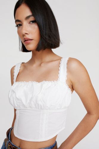 Lace Trim Corset Top - Blanc - 34 - Nasty Gal - Modalova