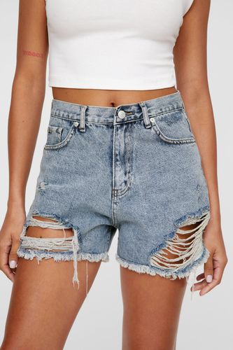 Distressed Denim Short - Gris - 32 - Nasty Gal - Modalova