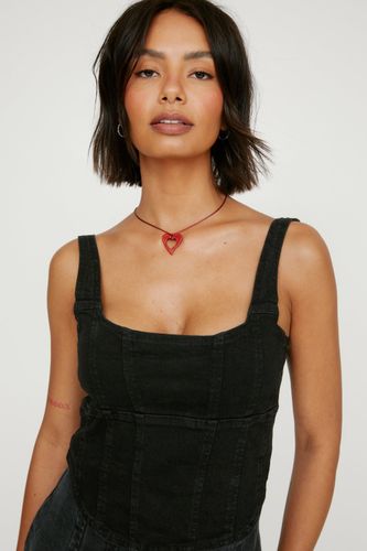 Strappy Denim Corset Top - Xs - Nasty Gal - Modalova