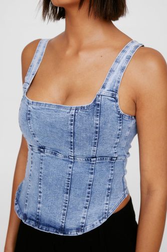 Strappy Denim Corset Top - Bleu - M - Nasty Gal - Modalova