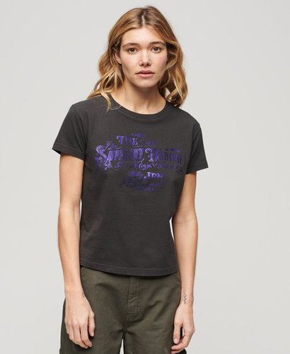 Damen Figurbetontes Workwear T-Shirt mit Folien-Print - Größe: 38 - Superdry - Modalova