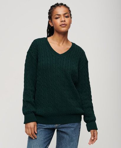 Women's OverGrößed-Pullover mit V-Ausschnitt und Zopfmuster - Größe: 14-16 - Superdry - Modalova