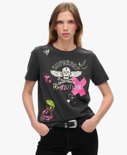 Damen Lässiges Lo-Fi T-Shirt mit Punk-Poster - Größe: 36 - Superdry - Modalova