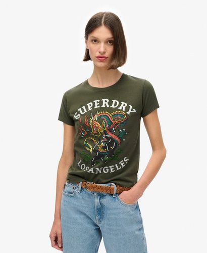 Damen Tattoo T-Shirt mit Strassbesatz Grafikdruck, Größe: 36 - Xmas deals - Superdry - Modalova