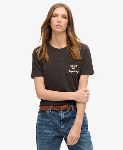 Damen Workwear T-Shirt mit Bestickter Tasche - Größe: 40 - Superdry - Modalova