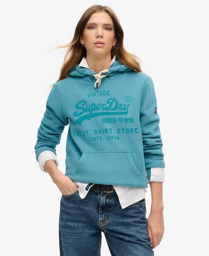 Damen Klassisches Samt-Hoodie mit Grafikprint - Größe: 44 - Superdry - Modalova